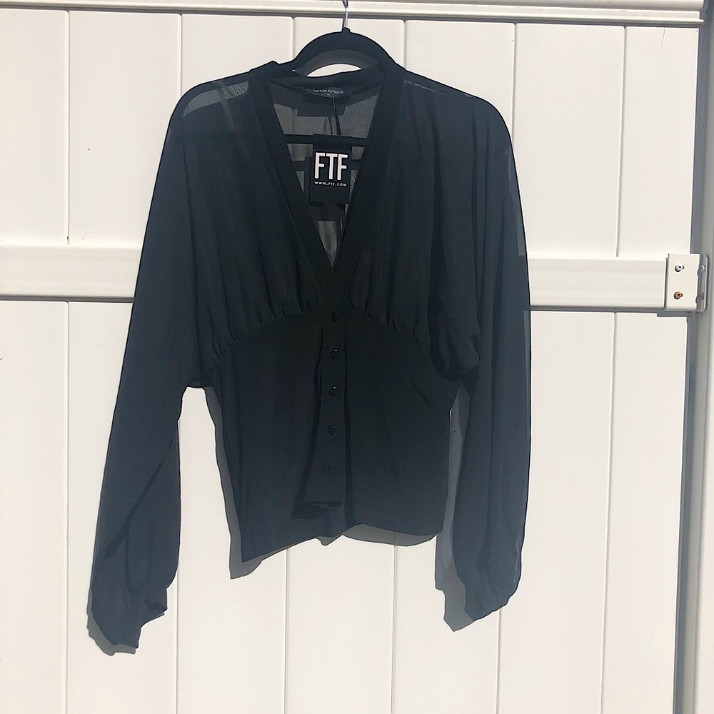 Long Sleeve Black Fashion To Figure Blouse